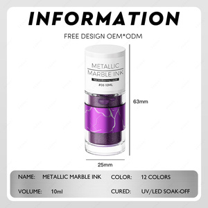 JTING Tinta Metálica de 12 Colores para <span class=keywords><strong>Uñas</strong></span> Efecto Mármol Floreciente, Gel Líquido para Pintura de <span class=keywords><strong>Uñas</strong></span>, Esmalte en Gel, Tinta Única Efecto Mármol para <span class=keywords><strong>Uñas</strong></span> - Product Image 2