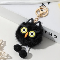Mignon Dessin Animé Imitation Fourrure Porte-clés Coloré En Peluche Animal Sac Décoration Pendentif Doux Alliage Bijoux Hibou Mode Pendentifs Charmes