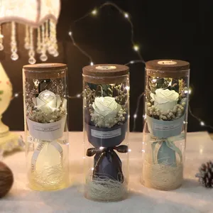 2023 new design artificial soap flower+dried flower in wish jar for life present