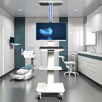 Chariot mobile de scanner oral dentaire de couleur blanche avec le chariot dentaire portatif d'instrument de chariot de support de moniteur