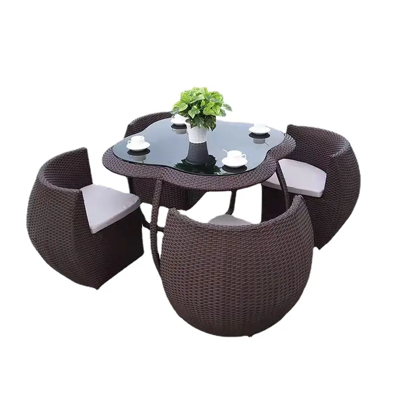 XY Best Rattan Wicker Gartenmöbel Tisch und 4 Stühle Outdoor Sofa Wasserdichte Villa Hotel möbel