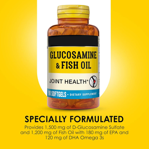 Capsules de glucosamine et d'huile de poisson avec DHA et oméga <span class=keywords><strong>3</strong></span> pour le soutien des articulations et des <span class=keywords><strong>muscles</strong></span> chez l'adulte - Product Image 4