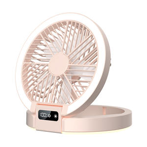 Ventilador eléctrico recargable <span class=keywords><strong>con</strong></span> luz, 5 velocidades, carga USB de 5V, ventilador portátil, ventilador plegable redondo para exteriores e interiores - Product Image 2