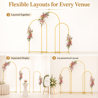 Support d'arche de ballons en forme de fleur, cadre demi-cercle en fer doré, ensemble d'arche de mariage, support de toile de fond en forme de lune, support de décoration de fête arqué