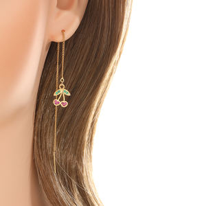 KITI Cherry CZ catena pendenti orecchini da <span class=keywords><strong>donna</strong></span> placcato oro 18K <span class=keywords><strong>stile</strong></span> vacanza orecchini Design <span class=keywords><strong>Minimal</strong></span> - Product Image 3