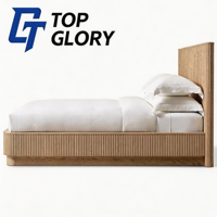 Lit en bois massif de chêne moderne de luxe TG avec rangement et intérieur texturé pour hôtel et appartement
