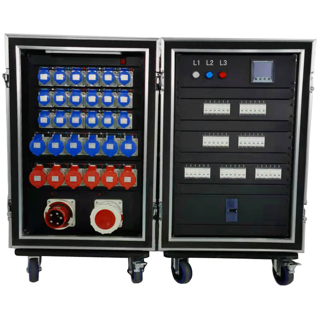 3 Phase 380V 12 Channels 125A Rated Current Rack Mount Breakers LED Lights Stage Lighting Portable Power Distribution Box 12U