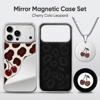 Coque de téléphone personnalisée effet miroir motif léopard Cherry Cola pour iPhone 18 17 16 15 14 13 Pro Max, protection magnétique, OEM ODM