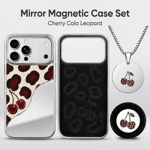 Coque de téléphone personnalisée effet miroir motif léopard Cherry Cola pour <span class=keywords><strong>iPhone</strong></span> 18 17 16 15 <span class=keywords><strong>14</strong></span> 13 Pro Max, protection magnétique, OEM ODM - Product Image 1