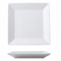 Assiette plate en porcelaine carrée au design blanc pour restaurant Plateaux de service en céramique Assiette à dessert en gros