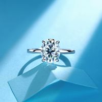 Cincin Moissanite Oval Telur Merpati Berlapis Perak S925 Dengan Emas 14K 2 5 3 Karat Cincin Pernikahan Wanita Terlaris