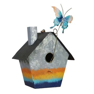 Nichoir vintage en fer forgé vieilli avec ornement d'oiseau, boîte à oiseaux suspendue résistante aux intempéries <span class=keywords><strong>pour</strong></span> la décoration extérieure de jardin et d'arbres - Product Image 5