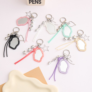 Portachiavi Creativo Colorato con Specchio Irregolare, Charm in Acrilico Pastello con Stella per Accessori Decorativi - Product Image 1