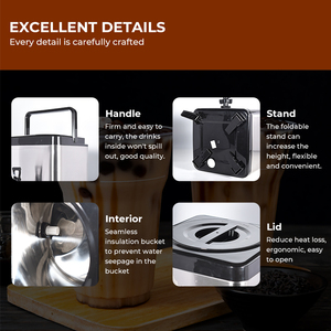 MOSEENER Distributeur carré isolé <span class=keywords><strong>de</strong></span> boissons pour thé à bulles Seaux isolés pour thé au lait Baril pour boissons chaudes avec robinet - Product Image 3