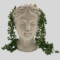Art nordique moderne visage en béton vases végétaux avec jardinière artificielle Statue ornement mat glaçure Pot de fleur salon décor à la maison