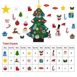 Nouvel Arbre de Noël en Feutre Polyester Fait Main pour Enfants, Ornement Suspendu Non Tissé pour Porte, Décorations de Noël Éducatives à Faire Soi-Même - Product Image 4