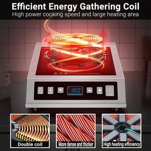 Table de cuisson à induction portable <span class=keywords><strong>AMZCHEF</strong></span> 3000W, certifiée ETL, équipement de cuisine commercial, 8 niveaux de puissance, minuterie 3 heures, écran LCD - Product Image 2