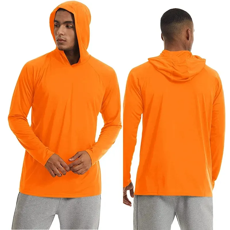 Atacado UV Proteção Solar Manga Longa Homens Pesca Hoodie Camisas Outdoor Sports Gym Wear Custom Hooded Camisas De Pesca