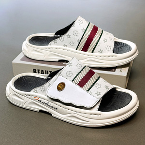 2026 new Designer fashion Slides slippers Open Toe <b>Rubber</b> Sole chunky soled Fashion Summer men's slide Slippers - Product Image 3