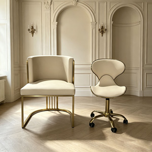 Ensemble de chaise de manucure et pédicure en cuir PU avec base dorée de luxe, tabouret de technicien de salon de manucure commercial avec roulettes - Product Image 4