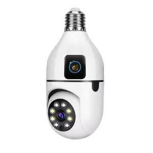 원래 야간 투시경 듀얼 라이트 스마트 폰 원격 뷰 듀얼 렌즈 CCTV 무선 보안 네트워크 IP WIFI 360 전구 조명 카메라