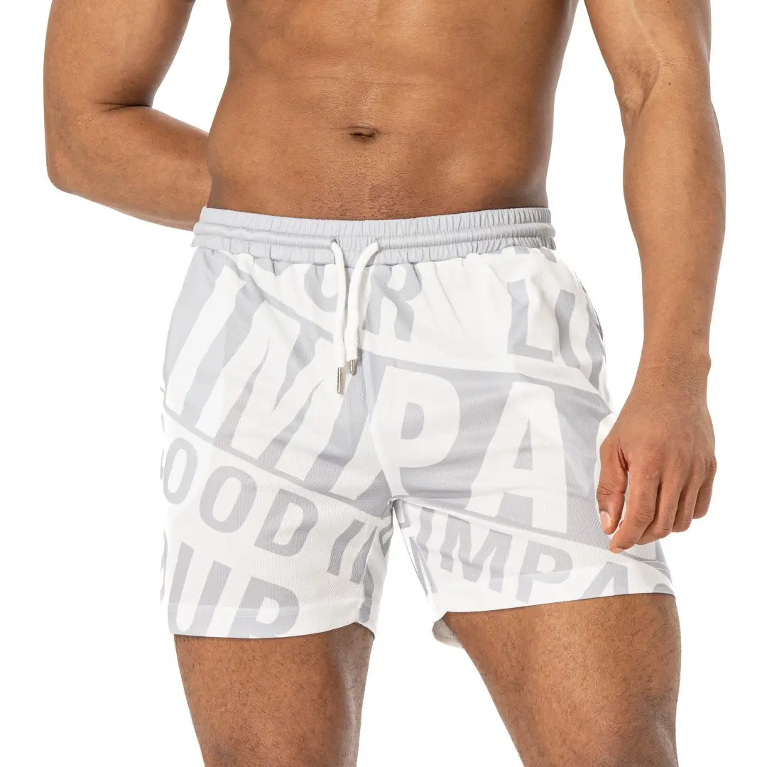 Zomer Polyester Ademende Designer Heren Basketbalshorts Overal Bedrukt Op Maat Logo Heren 5 Inch Mesh Shorts