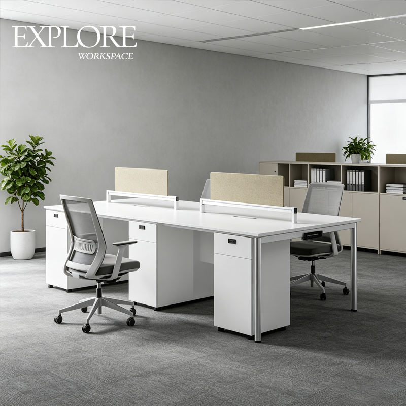 Modular Office Workspaces Modular Office Workstation 4 Person Desk Set with Storage Cabinet Desk ...
