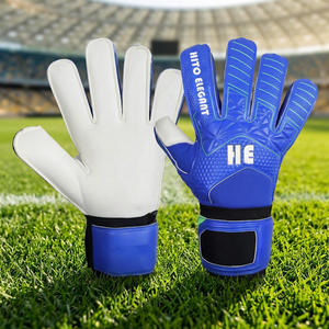 Gants de gardien de but de football respirants de haute qualité bleus et blancs, coupe négative de 4 mm et sangle en latex - Product Image 5