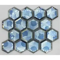 六角形の豪華な壁の装飾的な青い斜めのガラスモザイクタイル