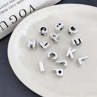 Perles de lettres en acrylique massif, grandes et volumineuses, en or et argent, avec grand trou, pour pendentifs de sacs à chaîne