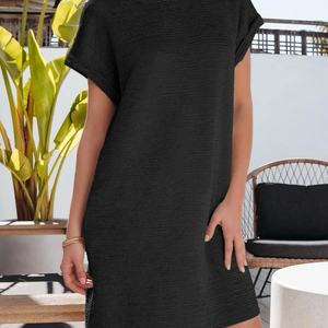 Vestido Bohemio de Verano 2025, Ecológico, Largo, Corte en A, Elegante, Casual, Color Sólido, Mangas Cortas, Diseño de Parches en la Parte Delantera, Lavable - Product Image 3