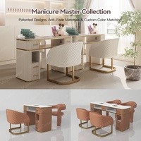 Meuble de station de manucure Madamcenter, table de salon de soins des ongles et chaise, table de bar avec plateau en marbre pour technicien en ongles