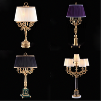 Jewellerytop Mutil diseño rococó hojas de palma lámpara de latón gota de cristal Luz de Mesa Grande Vintage decoración del hogar lámparas de mesa