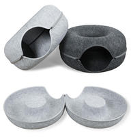 Tunnel pour chat rond en feutre avec fermeture éclair pour exercices interactifs de cache-cache, lit pour chat en peluche douce d'intérieur, vente en gros OEM