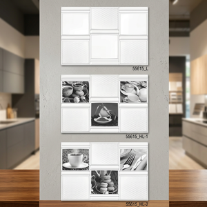 Azulejos de pared de cerámica brillante digital 12x18 con aspecto de ladrillo blanco impreso personalizado 30x45cm 300x450mm diseño entrelazado para interiores - Product Image 3