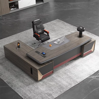 Ensemble de bureau de direction en forme de L de luxe moderne, mobilier de bureau complet, postes de travail pour villa et maison