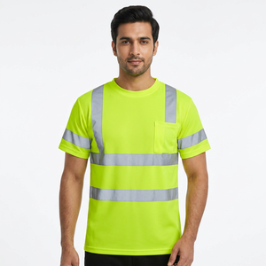 Clush Industries Polyester/Cotton Custom Breathable High Visibility Reflective Safety T-Shirt Unisex Construction Work <b>Heat</b> - Product Image 1