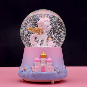 Caja Musical de Unicornio Interestelar, Regalos Creativos al por Mayor, Caja Musical de Bola de Cristal Rosa con Diseño de Dibujos Animados - Product Image 1