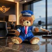 Ours en peluche personnalisé avec uniforme, rembourrage en coton PP, taille 31cm-50cm, OEM / Ours en peluche avec tenue d'hôtesse, vêtements personnalisés