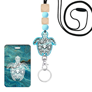 In stock: Blue turtle-shaped lanyard for teachers, ID cards, and keys; silicone beaded necklace for female nurses. - Product Image 5