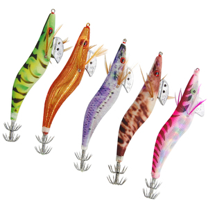 5 pz calamari gancio Jig legno gamberetti gamberi coda luminosa seppie artificiali polpo esche affrontare <span class=keywords><strong>per</strong></span> la pesca - Product Image 1