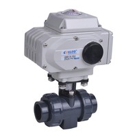 Vanne à boisseau sphérique motorisée en PVC UPVC DN65 de 2,5 pouces, 2 voies, 220V/24V, à double union, pour le contrôle électrique de l'eau