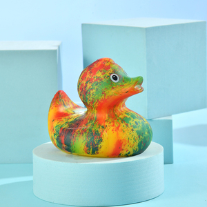 Nhà máy bán chịu nước 6inch ngụy trang <span class=keywords><strong>Zebra</strong></span> sọc kêu cót két cao su màu vàng tắm Vịt đồ chơi - Product Image 3