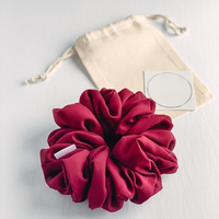 Scrunchie rambut satin sutra besar ukuran jumbo, elastis, lembut, penjepit rambut, ikat rambut, bando