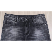 Jean en denim premium pour homme, coupe droite et bootcut, délavé, effet boue, usé et déchiré