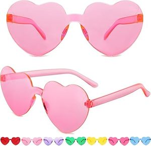Vente en gros de lunettes de soleil en forme de cœur Lunettes de soleil couleur bonbon transparentes sans monture Lunettes de soleil de couleur Party Favor pour adultes et enfants - Product Image 1
