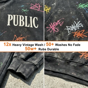 Sudadera con Capucha de Moda Vintage Personalizada de Alta Calidad 2026, Estampado Serigrafiado, Efecto Desgastado, Graffiti, Sudadera con Capucha para Hombre - Product Image 2