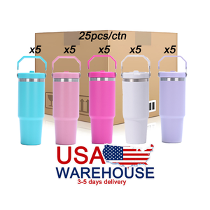 Custom Rainbow Tumbler Powder Coated Stainless Steel 30oz Double Wall Vacuum Insulated Water <b>Bottle</b> for Flip for - Product Image 4