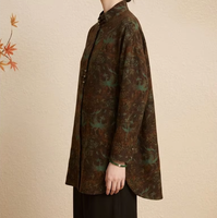 Manteaux en soie Gambiered 100% soie de mûrier, style décontracté, col montant, avec boutons, exquise réplique du patrimoine culturel immatériel chinois
