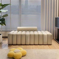 Banc de canapé en cuir de luxe nordique moderne avec certification CE européenne pour hôtels, appartements, villas familiales, bancs de canapé